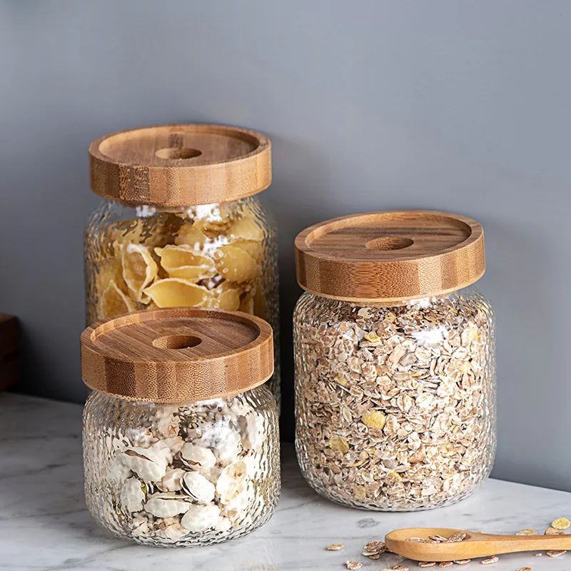 
Glass Kitchen Canisters with Airtight Bamboo Lid, Glass Storage Jars for Kitchen, Pantry Organization 