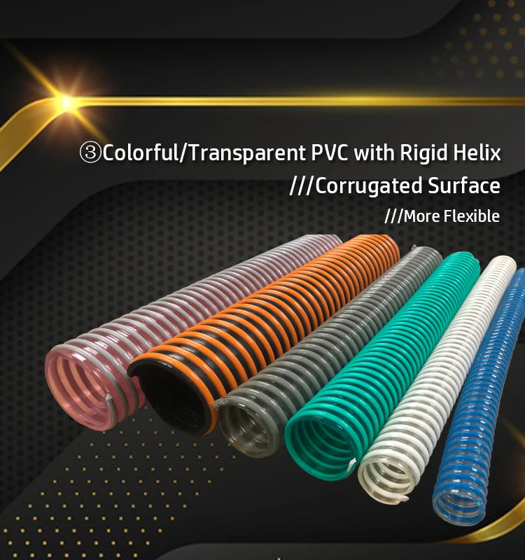 Manufacturer Flexible Plastic Pvc Spiral Corrugated Suction Hose 3 4 5 6 8 10 Inch Water Pump Suction Hose Pipe