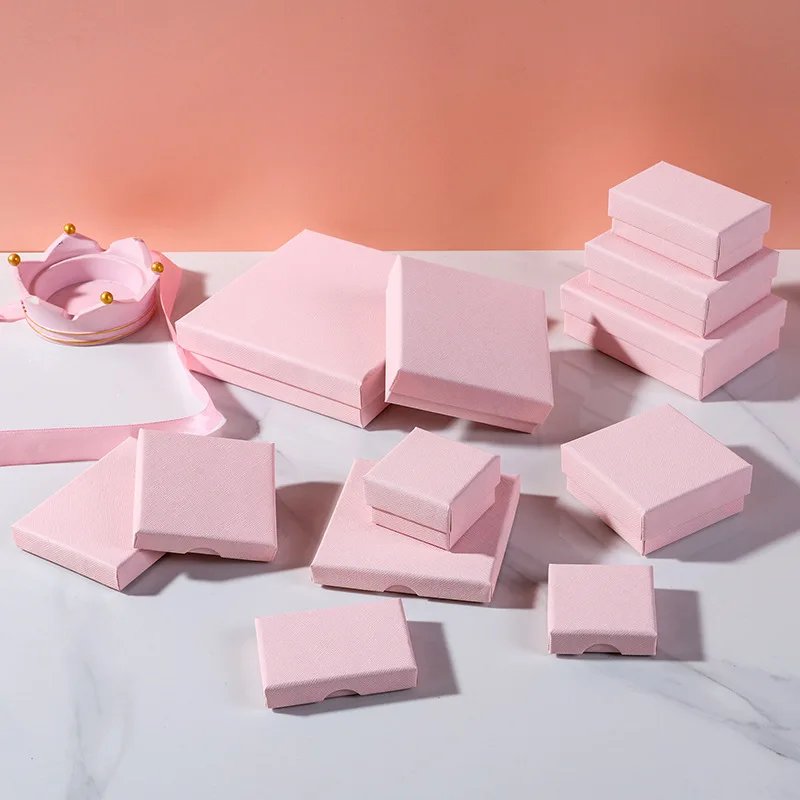 Personalized Ring Jewelry Box Logo Packaging Cardboard Box Pink Bracelet Pendant Jewelry Packaging