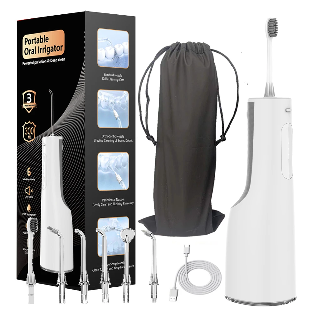 New Portable Wireless Water Pick Dental Water Flosser Oral Irrigator with Toothbrush Head Tip