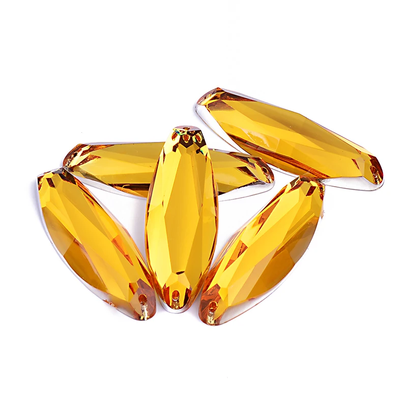 20*58mm Big Size Sew On Black AB Color Oval Crystal Applique Flat Back Acrylic Gems Sewing Strass Rhinestone For DIY Crafts