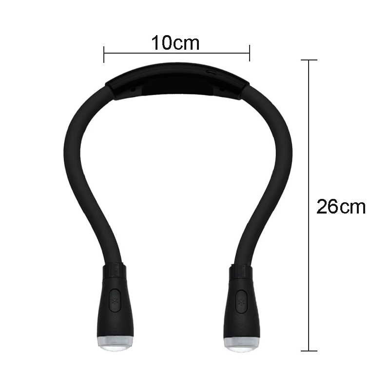 VCAN U-shaped Adjustable Portable Hands Free Soft Rubber Rechargeable Neck LED Light Book for Reading in