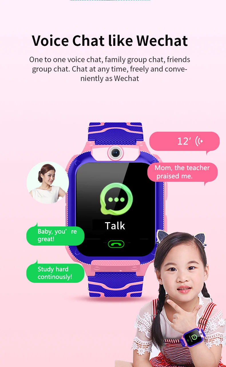 Q12 smart watch kids with Android reloj inteligente alarm waterproof phone call wrist kids smart watch with GPS video SIM card