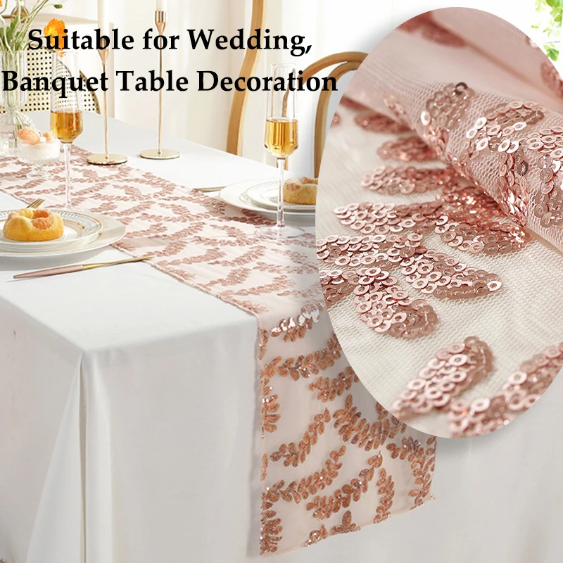 Sequins Wedding Table Runner Gold Luxury Table Runner For Banquet Party Holiday Table Decoration