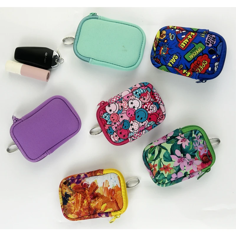 High Quality Small Keychain Accessories Wallet Dual Pouch Portable Detachable Coin Purse Card Holder