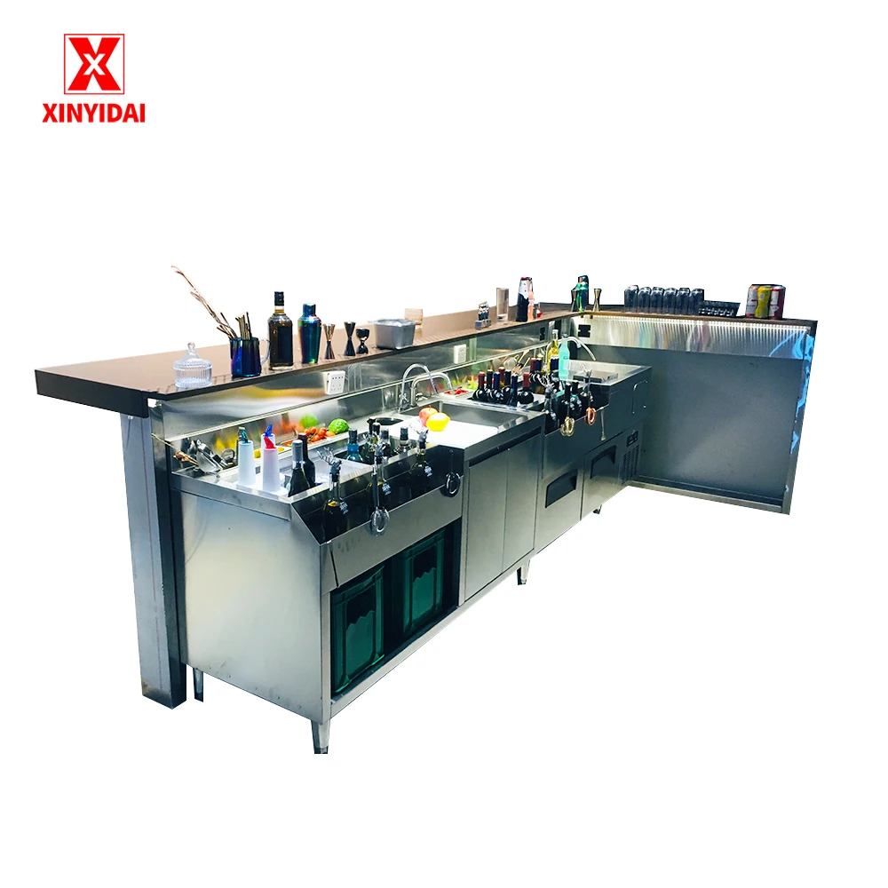 Bar tavern restaurant furniture modern stainless steel full set of commercial cocktail bar design
