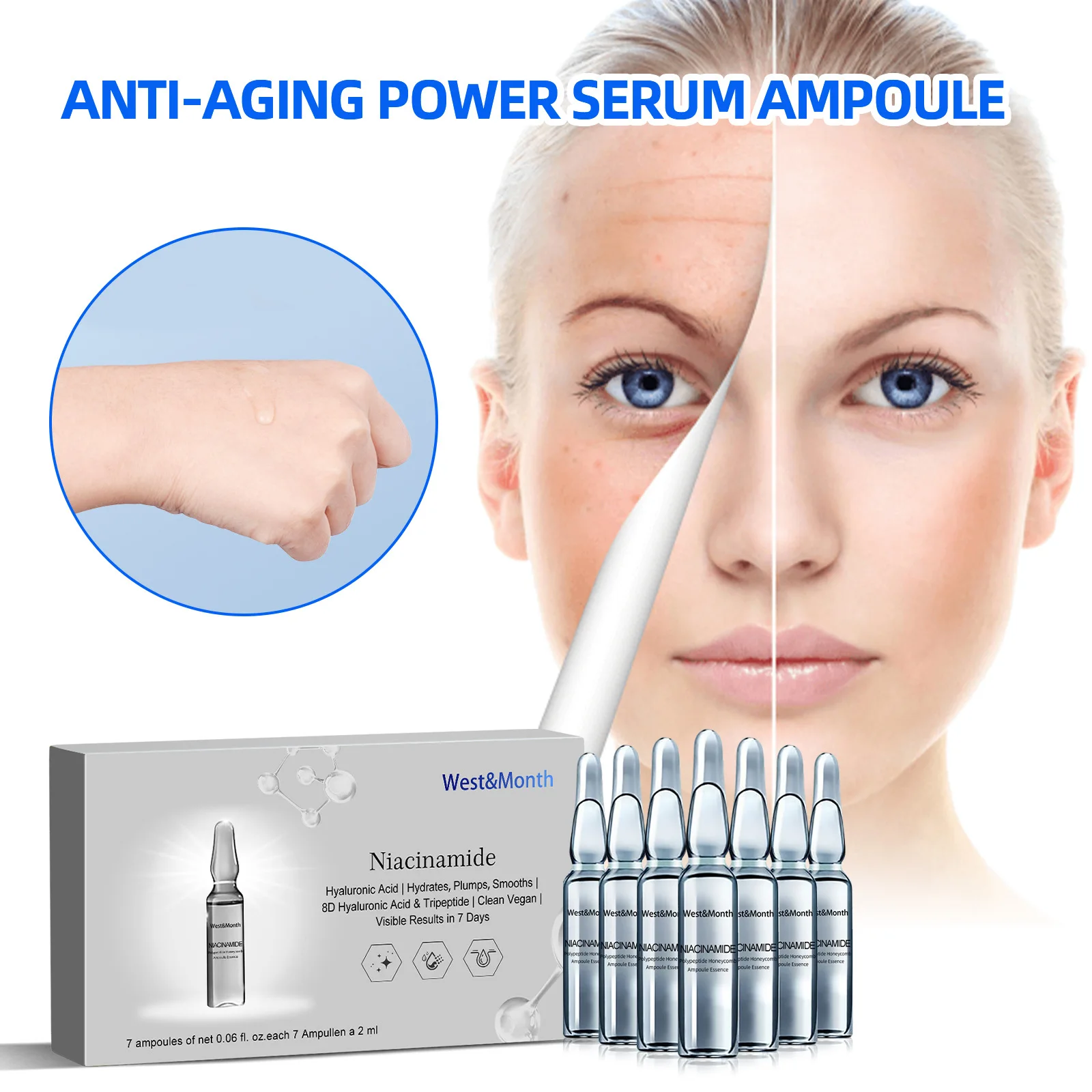 West&Month Ampoule Serum Kit Smoothing Ampoul Serum Organic Face Skin Serum Ampoule