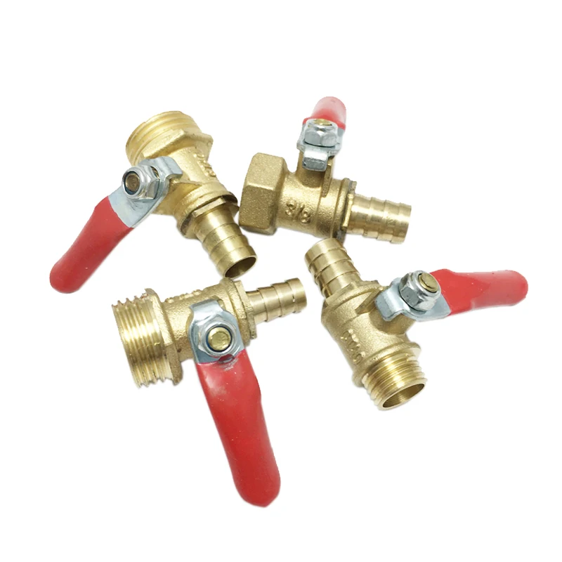 Brass Water Mini Ball Valve with Hose Barb Pipe Tubing Fitting Coupler 180 Degree Operation Handle