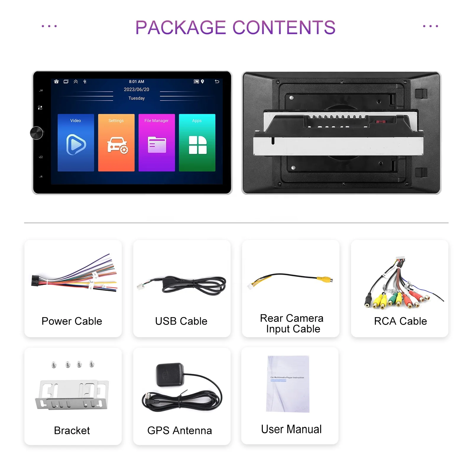 Podofo 10.4Inch 1 Din Android Car Radio 2+64G Android 13 Car Stereo CarPlay & Android Auto GPS WIFI Wholesale EU/US/UK/AU Stock