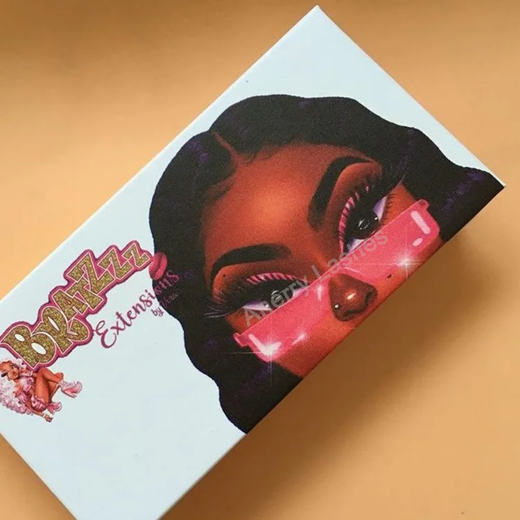 Поставщик норковых ресниц, оптовая продажа, мультяшная девочка, кукла, индивидуальный футляр для ресниц, упаковочная коробка для ресниц