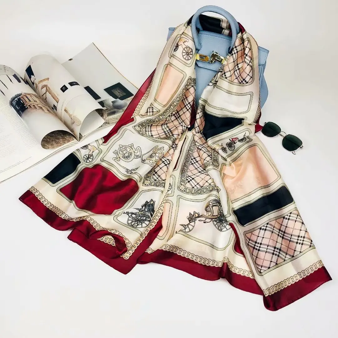 Женский модный Шелковый Атласный длинный шарф на заказ