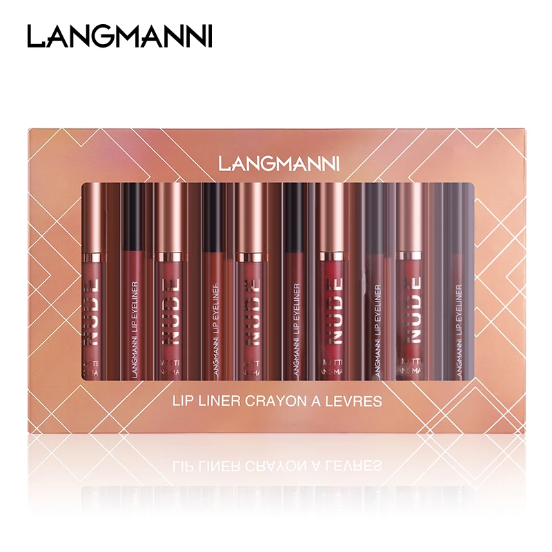12 Matte Waterproof Lip Makeup Cosmetics Lip Gloss Lip Liner Set