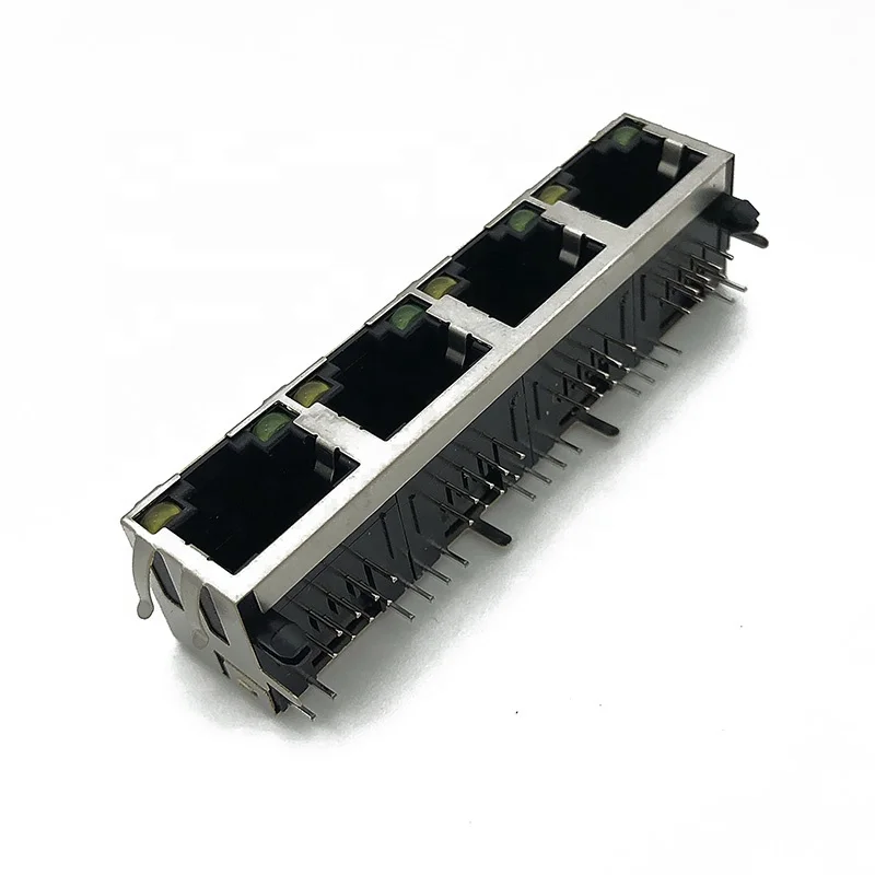  56LED модульный разъем RJ45 PCB Jack прямоугольный низкопрофильный 8P8C 4