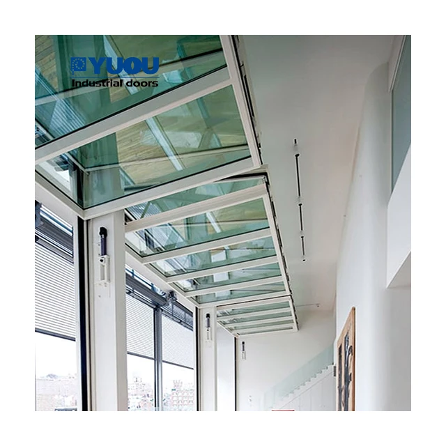 Villa Luxury Clear Frosted Full View Aluminum Automatic Double Modern Insulated Top Bifold Up Glass Garage Door For Sale