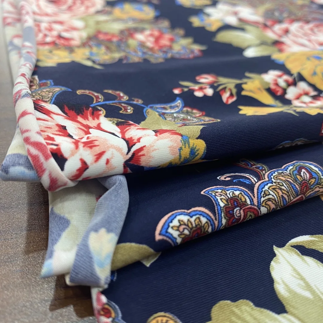 wholesale cheap printed poly spun Nylon knitted stretch fabrics textiles