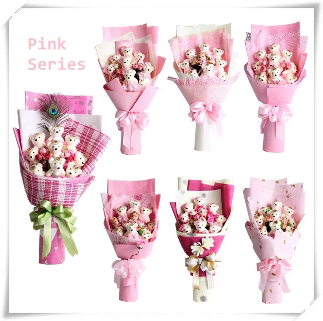 Новый стиль подарок на день матери синяя милая плюшевая игрушка плюшевый мишка букет