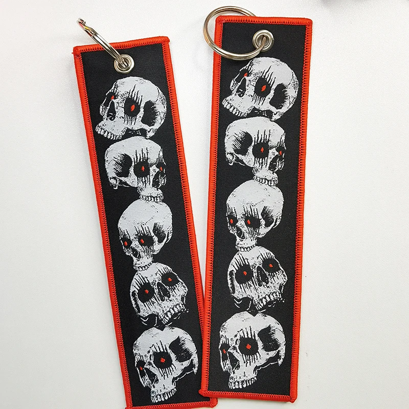 Custom JDM Wrist Lanyard Car Logo Fabric Embroidery Woven Keychains Whistles Lanyard Motorcycle Carabiner Clip Keychain