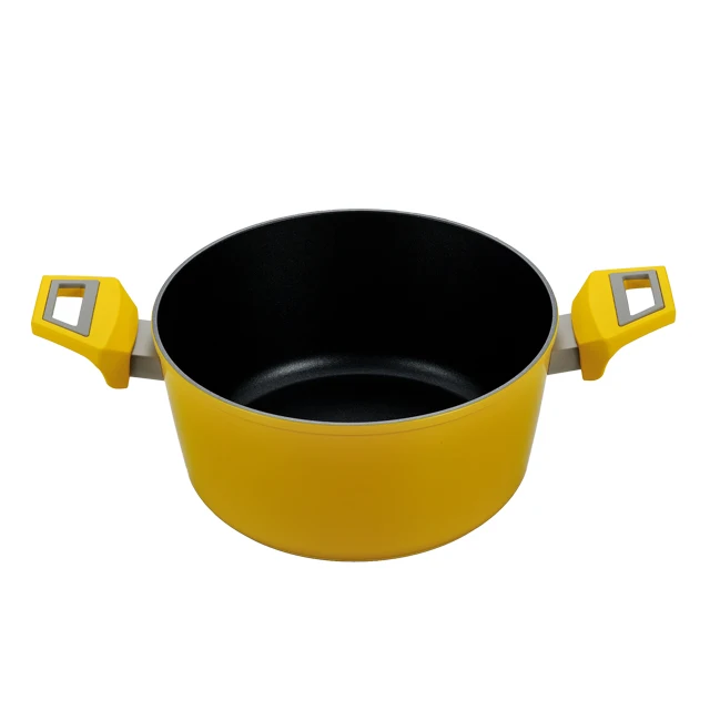 Кованый алюминиевый желтый антипригарный набор запеканок с мягкой сенсорной ручкой индукционный запас горшок