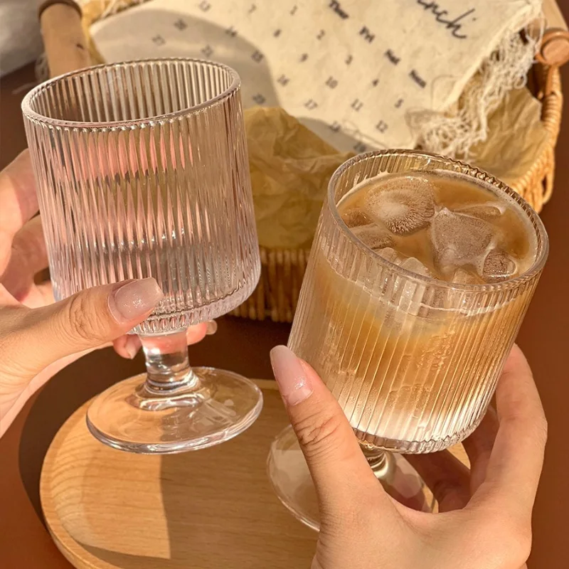 Wholesale 8oz 250ml Vintage Glass Goblet with Stem Old Fashioned Design for Wine Juice Beverage