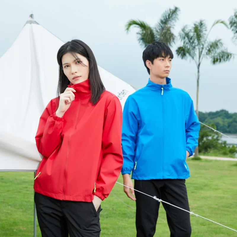 Outdoor Riding Jacket Autumn Unisex Lapel Couple Hiking Waterproof Windbreaker Jacket Wholesale Customized Spring and Autumn