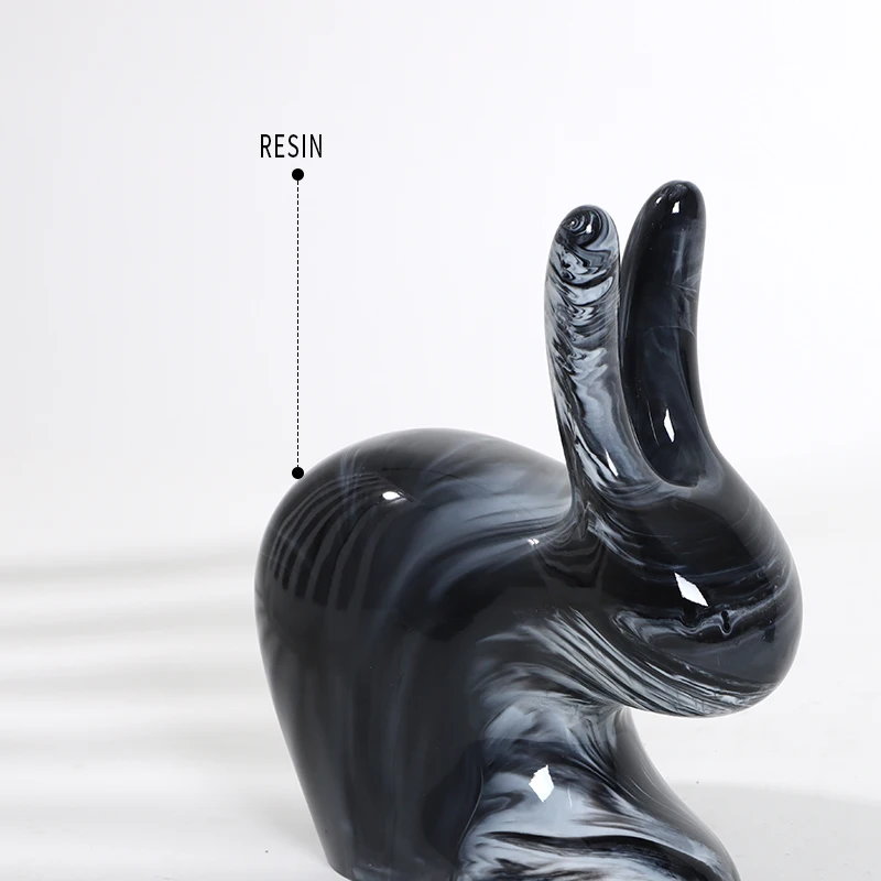 Customized wholesale modern polyresin crafts resin rabbit statues figurine sculpture for home decoration