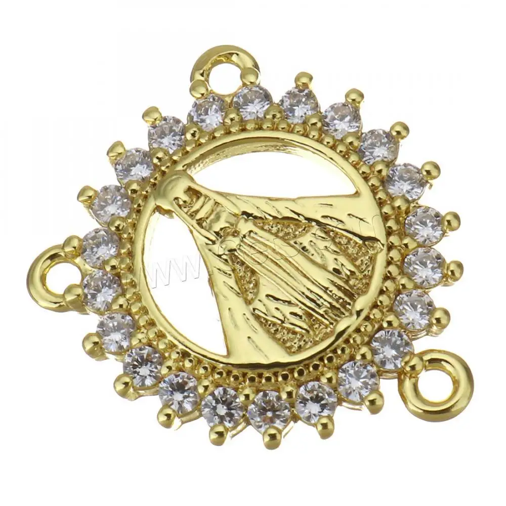 gold color plated brass connector cubic zirconia for jewelry making 1395772