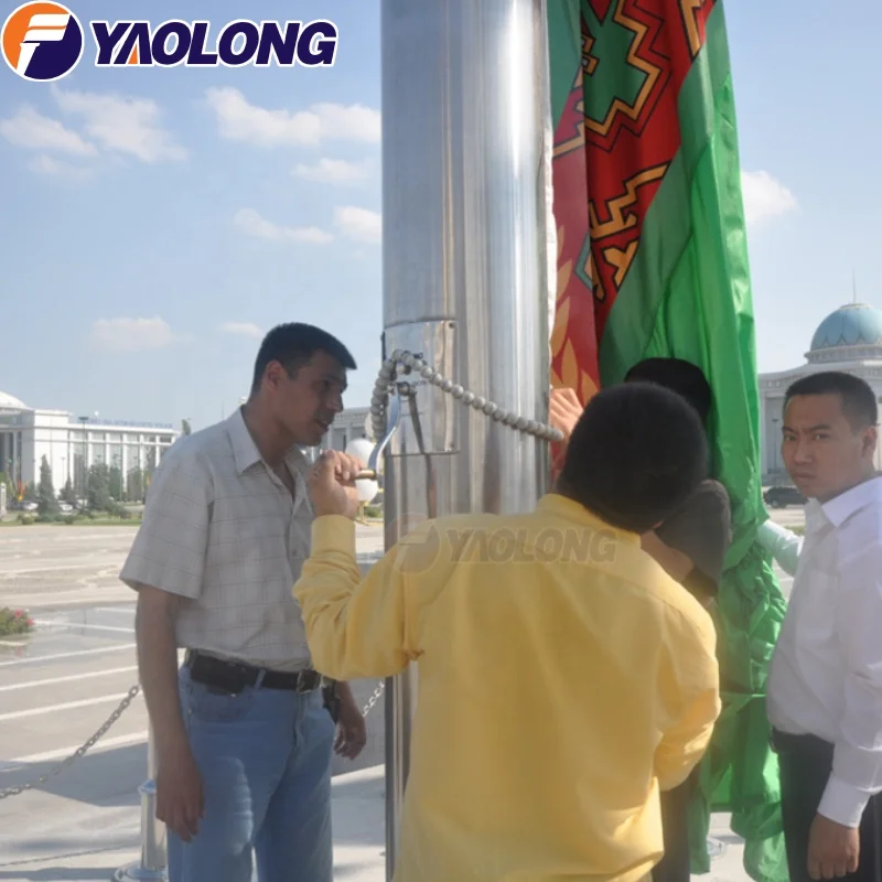 Yaolong 6M 10M 15M 20M 304 316 Stainless Steel Electric Motorized Flag Pole Aluminum Alloy High Quality Flagpole