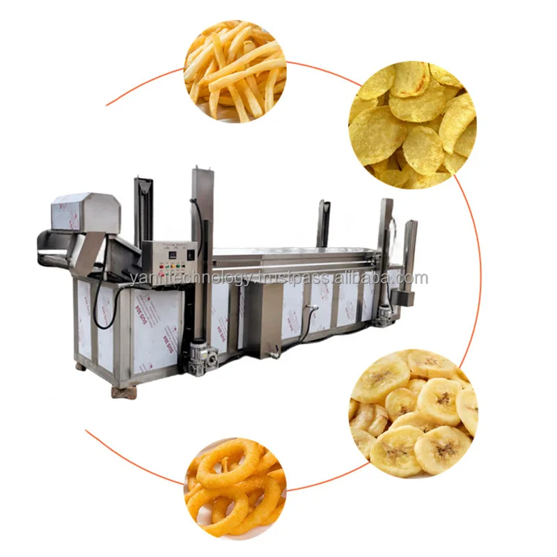 Automatic Frying Potato Chips Machine Auto Cassava Tofu Pellet Fryer Fry Onion Ring Churros Frying Machine