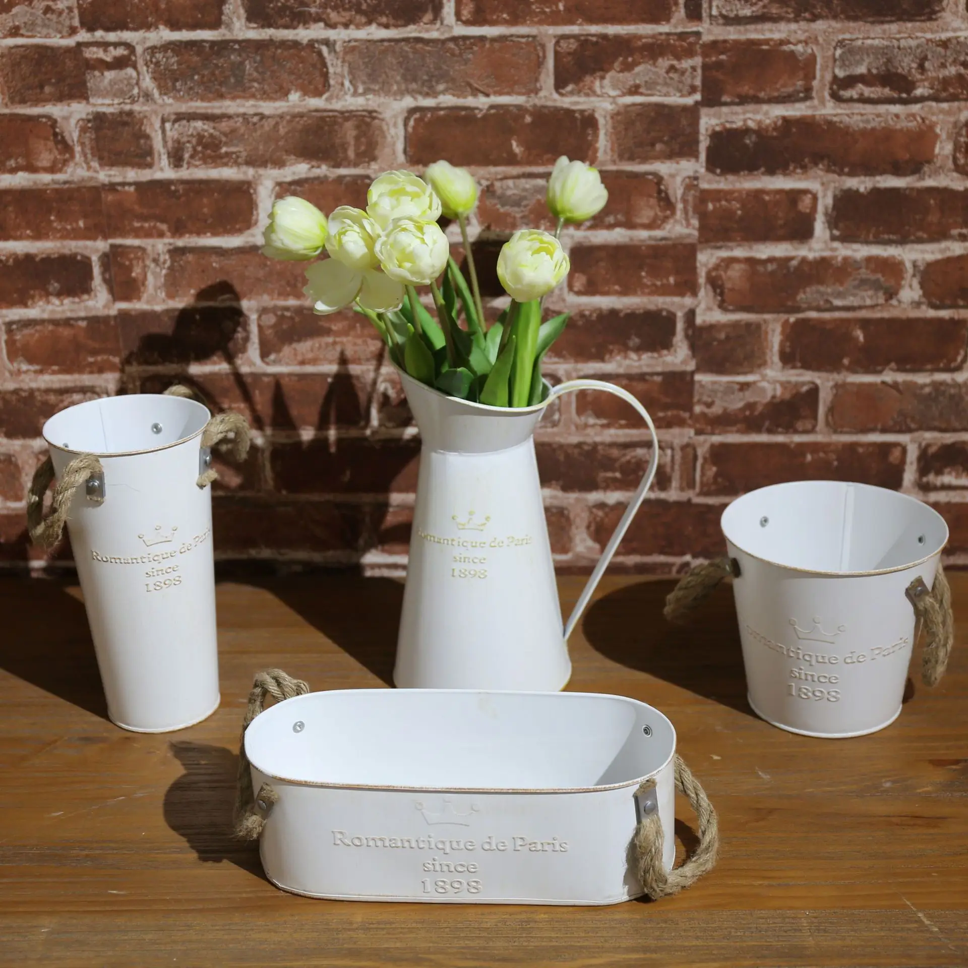 Living Room Furnishings Flower Arrangement Metal Vase Decorative Ornaments Iron Flower Bucket