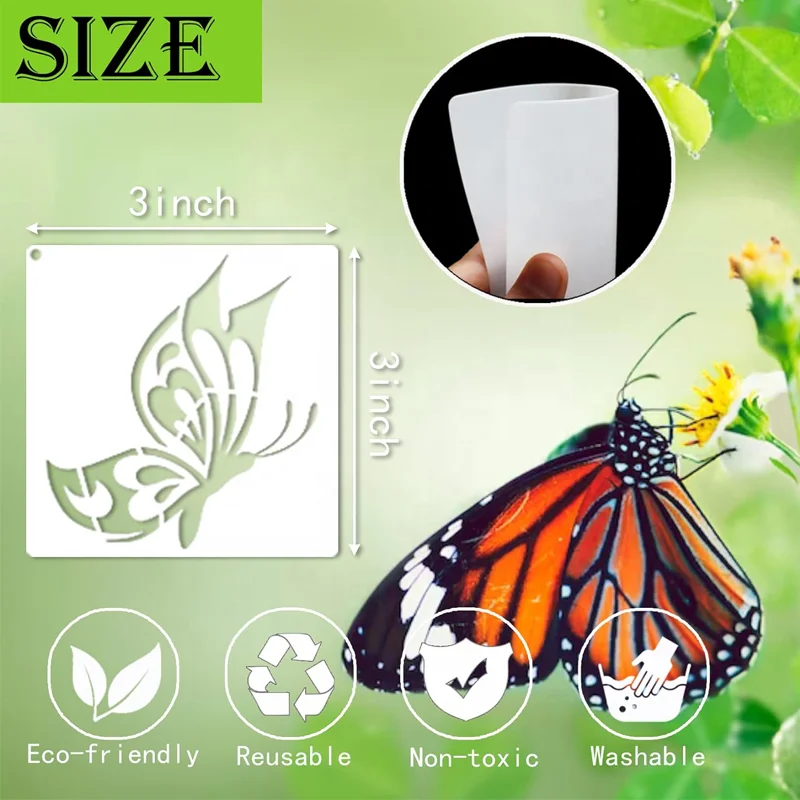 Small Butterfly Craft Stencils for Painting 3 inch Bee Dragonfly Hummingbird Bird Nature Stencils