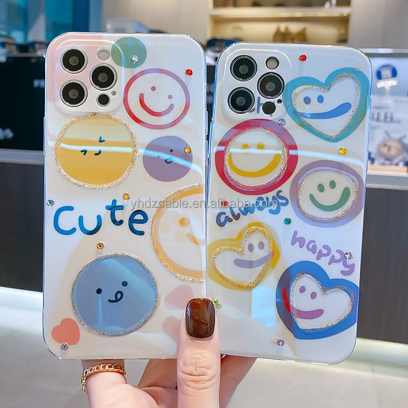 new products wholesale factory direct sale hot selling cute cartoon blu-ray smiley face tpu phone case