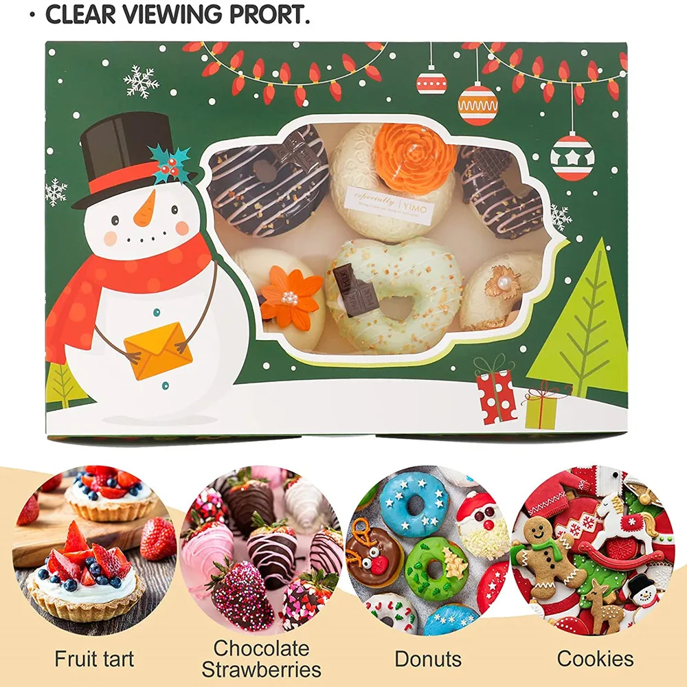Christmas Cookie Boxes Bakery Treat Boxes with Window for Cupcakes