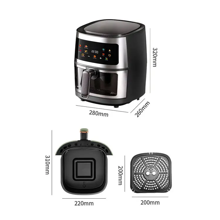 Factory Cheap Price Custom Logo High Quality Home 8l Intelligent Timing Electric Hot Deep Air Fryers With Rotisserie