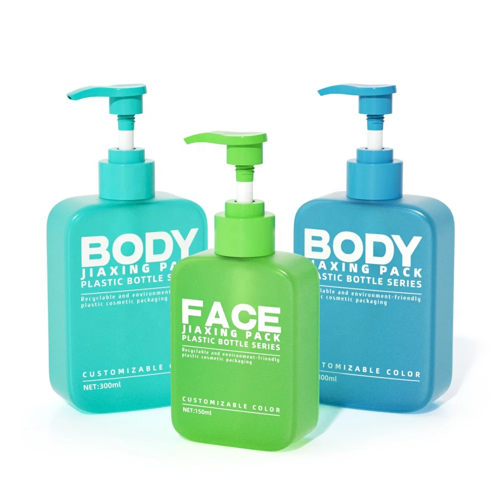 OEM ODM Custom 150ml 300ml Recyclable Hdpe Plastic Body Lotion Pump Bottle Cosmetics Square Shaped Unique Lotion Bottles Luxury