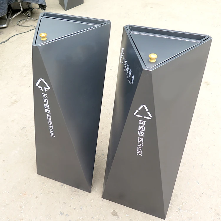 Modern outdoor trash can metal waste bin street litter bin recycle garbage bin for commercial area