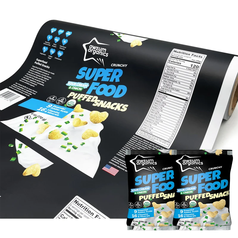 Plastic company customize chips packaging biscuit sachet packaging laminated rolls polypropylene film roll