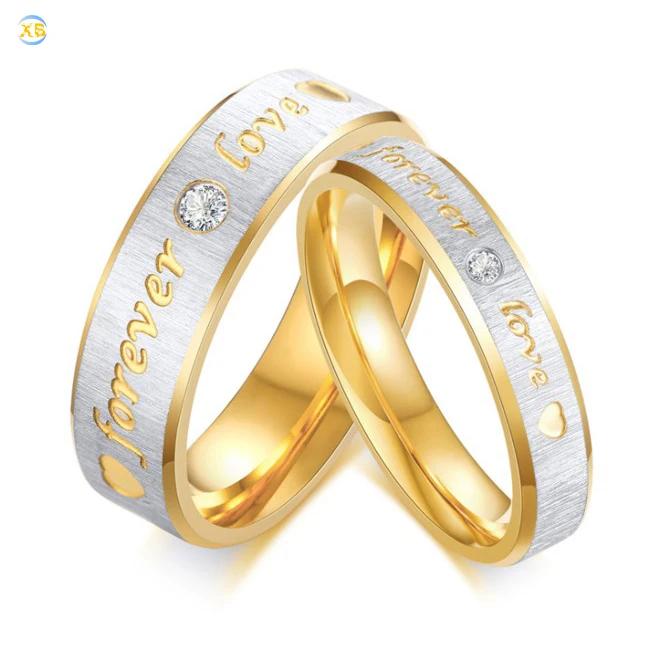 Hot Selling Stainless Steel Zircon Forever Love Wholesale Couple Rings