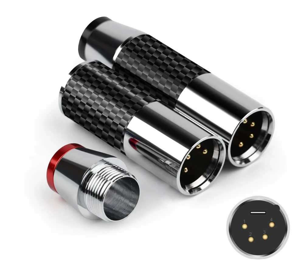Акустический разъем XLR, штекер, 4-контактный Разъем Cannon из углеродного волокна, Переходник XLR для микрофона, микшера, усилителя, балансировочный адаптер
