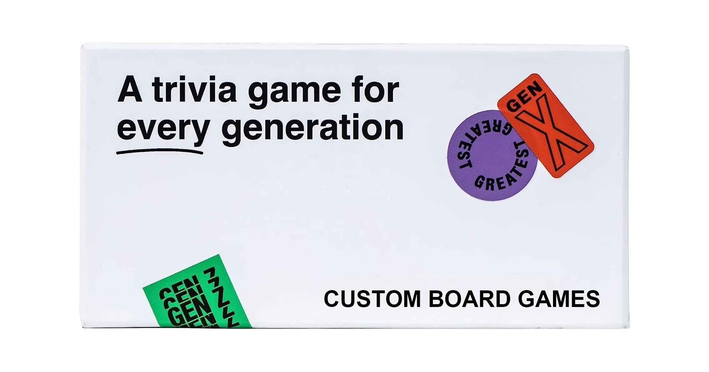 A Trivia Game for the Generations Gen Z Millennial Gen X Boomer Family Games Card Games for Adults & Kids
