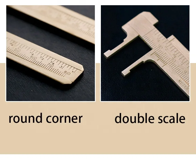 80MM double scale measuring Mini pure brass portable pocket retro copper caliper ruler