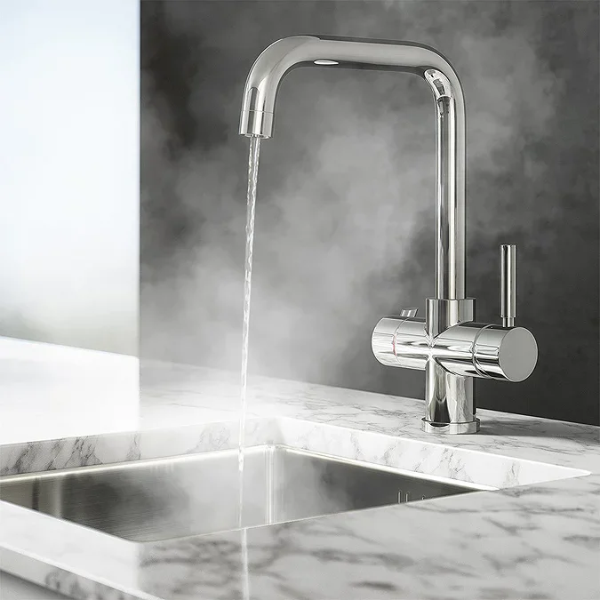 Dual Sink Pull Out Taps Brass Mixer Single Handle Kitchen Faucets, Matt Black Instant Boiling Water Tap With Boiler & Filter