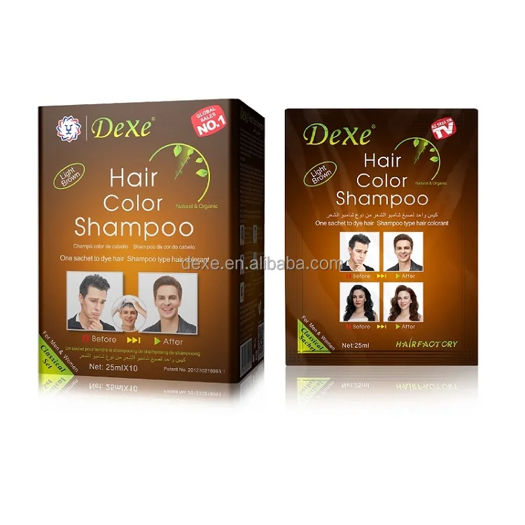 Dexe Hair Color Ammonia Free Private Label Organic Natural Plant Bubble 3 in 1 Dark Brown Herbal Black Hair Dye Shampoo