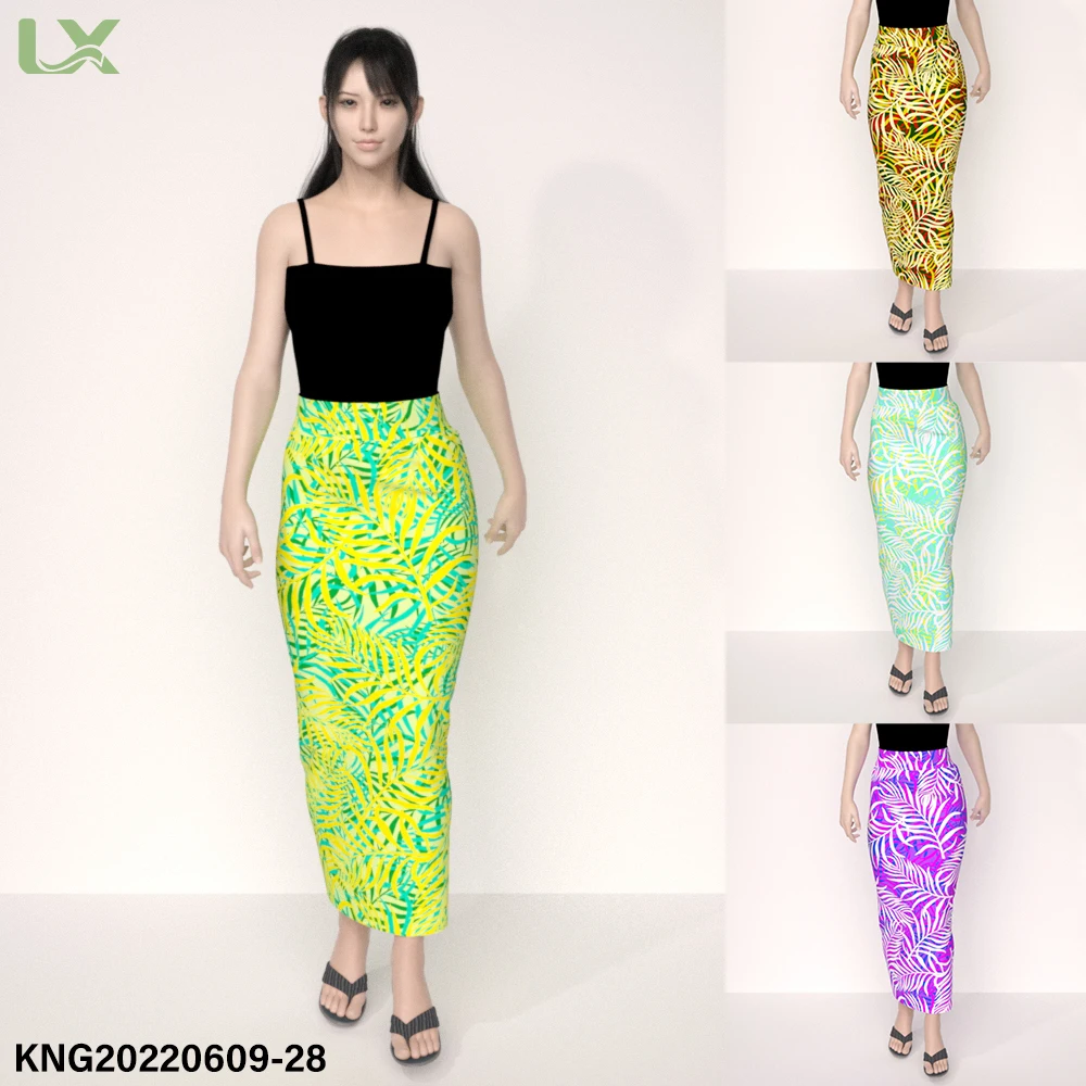 polynesia tropical print dress ladies skirts long tribe print style