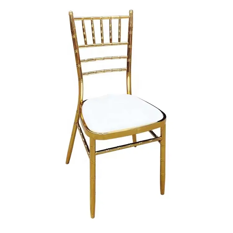 Graceful Metal Bamboo Banquet Chair With Durable Gold Stainless Steel Frame Leisure Stacking Wedding Event Chair For Reception