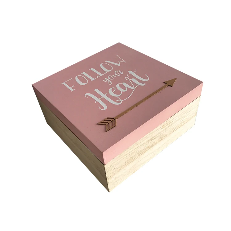 Cheap Lover Small Wooden Storage Gift Crate Box With Metal Arrowhead Pattern Decor Lid