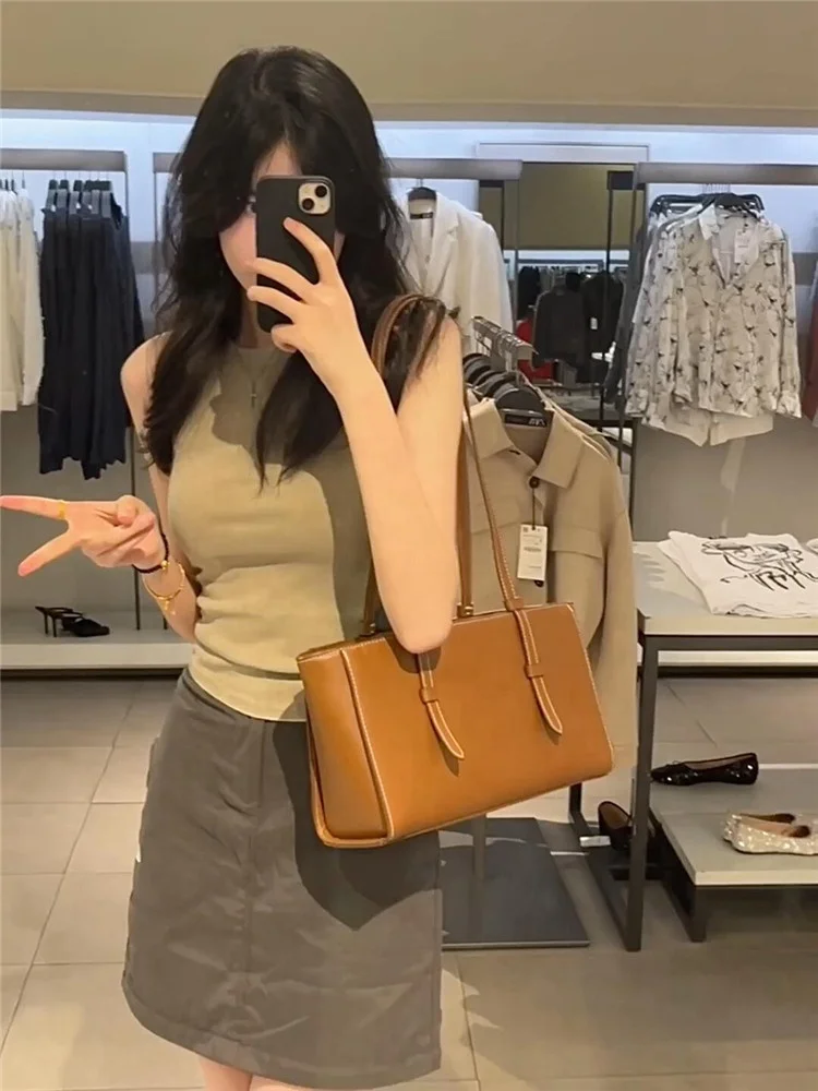 OEM ODM Custom LOGO handbags 2024 new woman casual white handbag tote pu leather ladies shoulder bags with drawstring bag