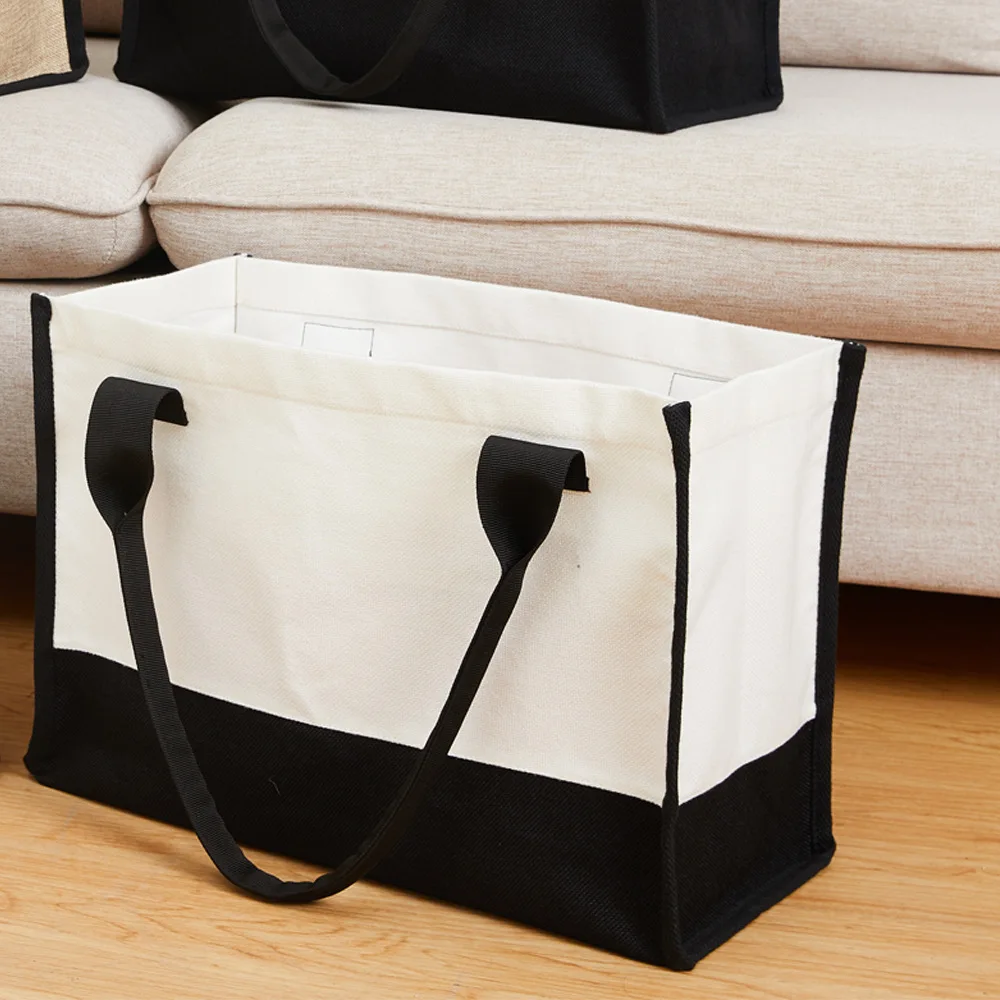 Sublimation Blank reusable natural Tote bag diy photo printed Linen cotton tote shopping bag For Women Girls