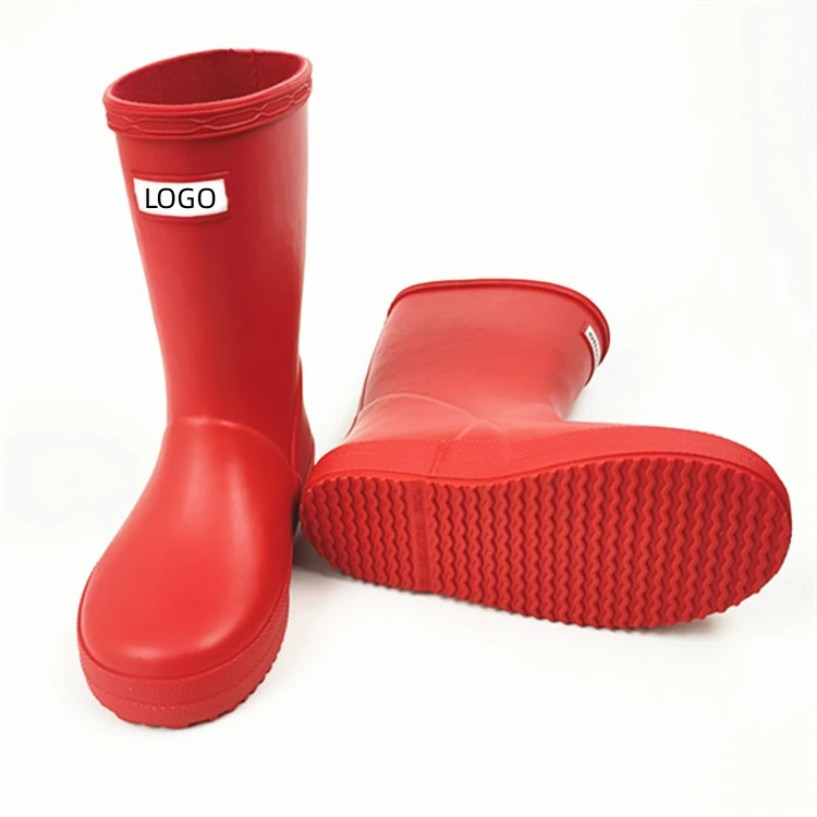 New Style Products For Rain Season Natural Rubber  Red Shoes Kids Rain Boots