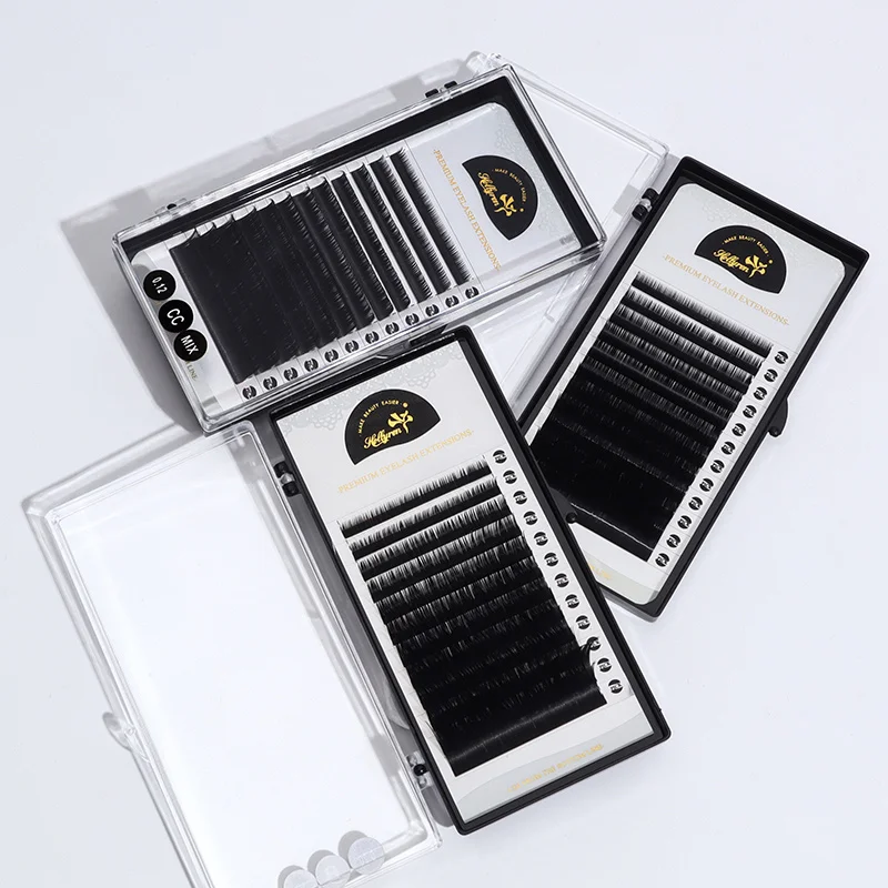 Hollyren Professional 0.5 Sec Easy Fan Faux Mink Volume Eyelash Extensions Handmade Fans Loose Promade Volume 0.05 Sec Easy Fan