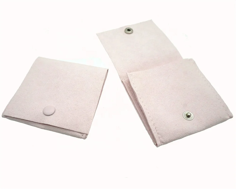 Micro Fabric Luxury Jewelry Pouches High Quality Fabric Custom Jewelry Packaging Suede Pouch With Button